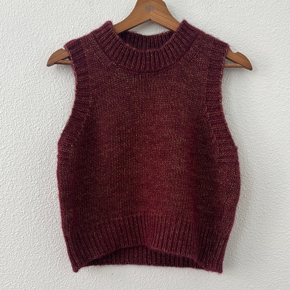 Toast Alpaca Merino Wool Blend Pull Over High Neck Chunky Tank Vest Size Small